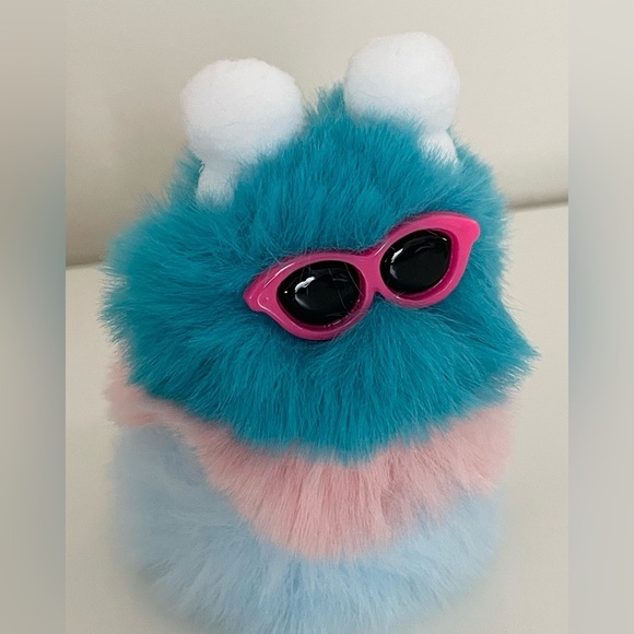 Blue & Pink Sunglasses Character Fluffy Pom Pom Keychain Accessory - Picture 13 of 14